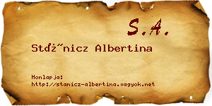 Stánicz Albertina névjegykártya